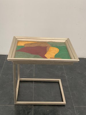 Lacquer with Thread Polychrome Metal Table, 1960s-IJR-1410965