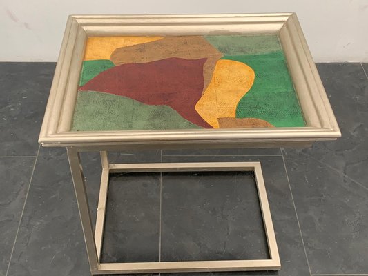 Lacquer with Thread Polychrome Metal Table, 1960s-IJR-1410965