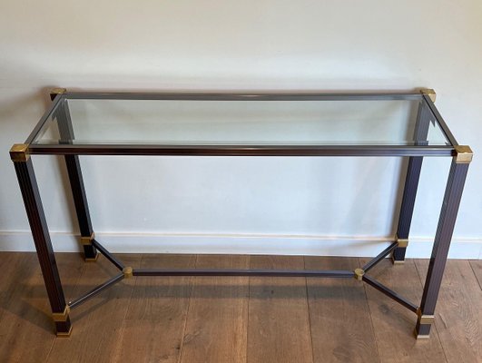 Lacquered Aluminum and Gilt Metal Console Table by Pierre Vandel, 1970s-BA-1706066