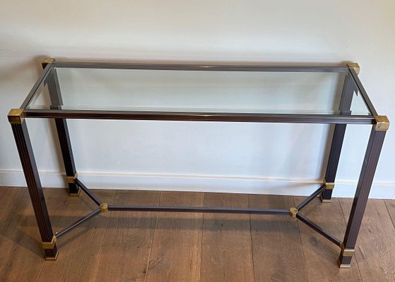 Lacquered Aluminum and Gilt Metal Console Table by Pierre Vandel, 1970s-BA-1706066