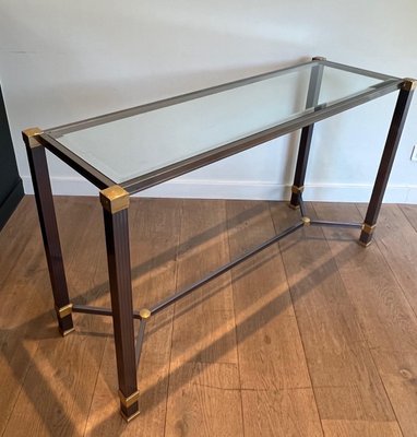 Lacquered Aluminum and Gilt Metal Console Table by Pierre Vandel, 1970s-BA-1706066