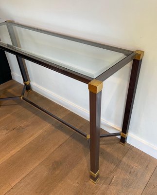 Lacquered Aluminum and Gilt Metal Console Table by Pierre Vandel, 1970s-BA-1706066