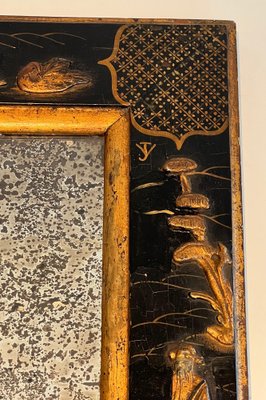 Lacquered and Gilded Mirror with Chinoiserie Decoration in the style of Maison Jansen, 1940-BA-1698358