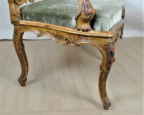 Lacquered and Gilded Wooden Bench, Venice, 19th Century-SYQ-1230968