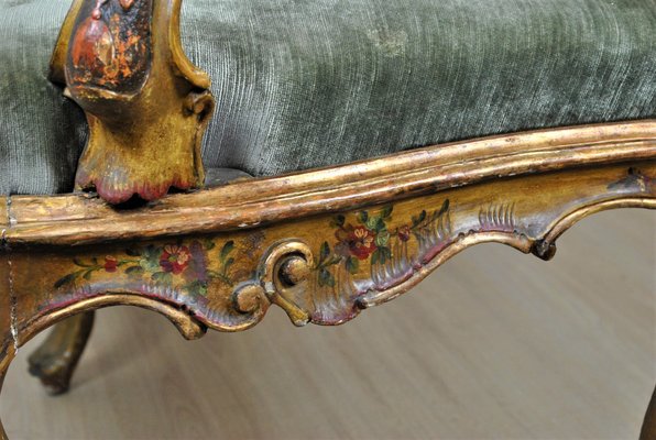 Lacquered and Gilded Wooden Bench, Venice, 19th Century-SYQ-1230968