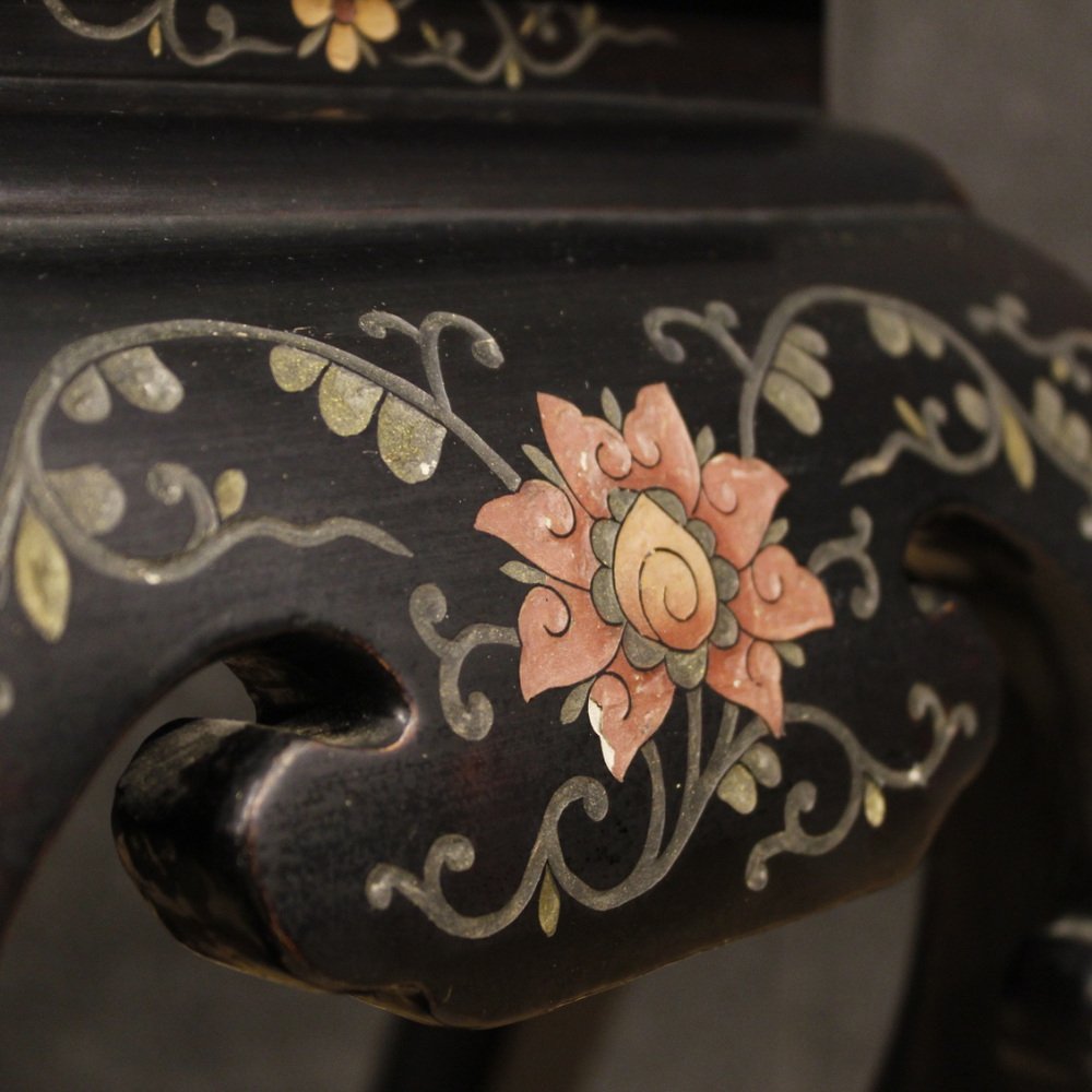 Lacquered and Painted Chinoiserie Side Table, 1960s