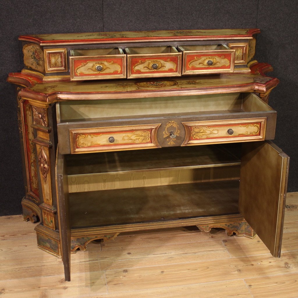 Lacquered and Painted Sideboard, 1960s