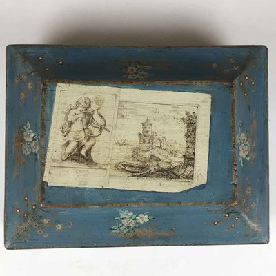 Lacquered Box with Fake Paper and Little Flowers, 1700s-TBU-2032519