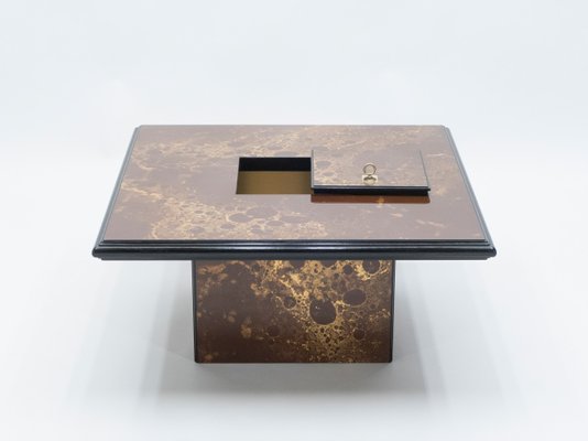 Lacquered Brass Bar Coffee Table from Maison Jansen, 1970s-YJA-620807