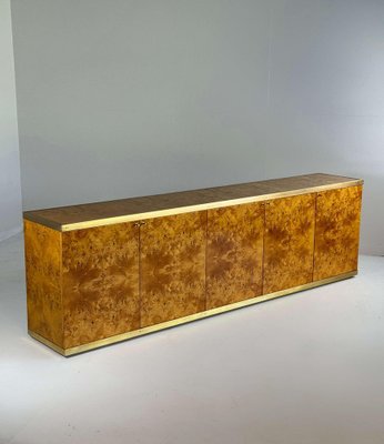 Lacquered Burlwood and Brass Credenza, 1970s-GNW-2041609