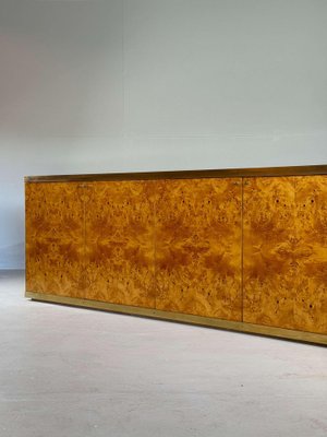 Lacquered Burlwood and Brass Credenza, 1970s-GNW-2041609