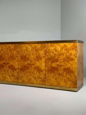 Lacquered Burlwood and Brass Credenza, 1970s-GNW-2041609