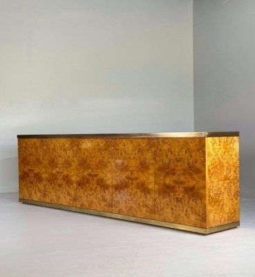 Lacquered Burlwood and Brass Credenza, 1970s-GNW-2041609