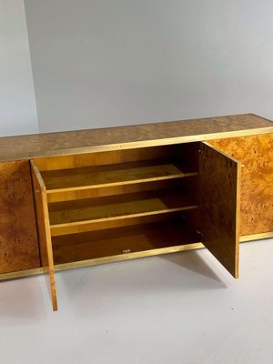 Lacquered Burlwood and Brass Credenza, 1970s-GNW-2041609