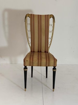 Lacquered Chair with Gold Carved Inserts and Brass Details attributed to Guglielmo Ulrich, 1950s-IJR-1438297