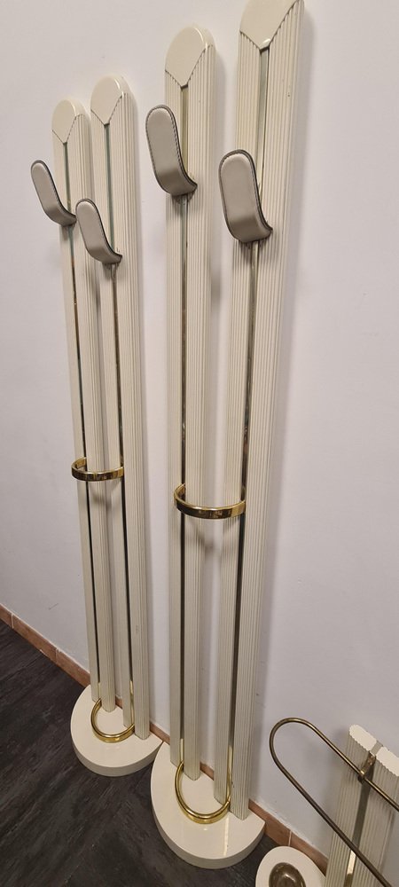 Lacquered Entrance Set with Brass Details, 1980s, Set of 4