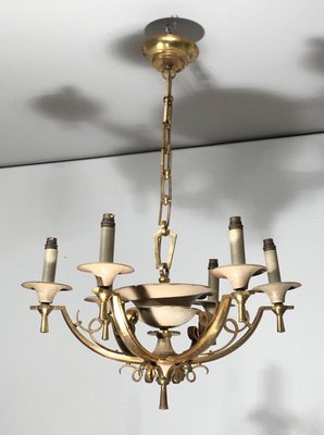 Lacquered Metal and Brass chandelier, 1940s-BA-1392722