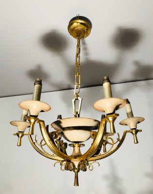 Lacquered Metal and Brass chandelier, 1940s-BA-1392722