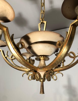 Lacquered Metal and Brass chandelier, 1940s-BA-1392722