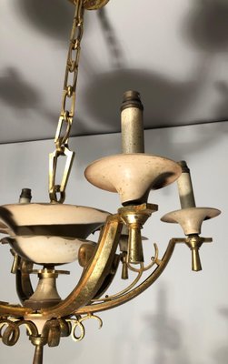 Lacquered Metal and Brass chandelier, 1940s-BA-1392722