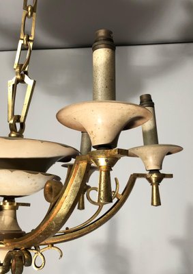 Lacquered Metal and Brass chandelier, 1940s-BA-1392722