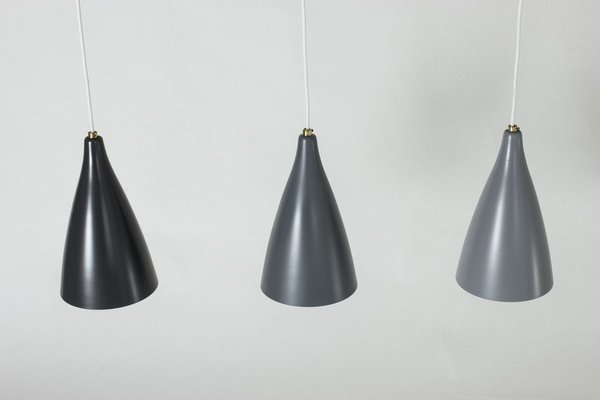 Lacquered Metal Ceiling Lamps by Böhlmarks, 1950s, Set of 3-NL-736645