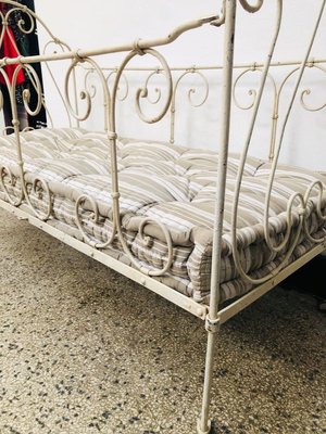 Lacquered Metal Crib with Cotton Mattress, 1920s-RZY-605822