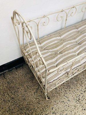 Lacquered Metal Crib with Cotton Mattress, 1920s-RZY-605822