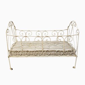 Lacquered Metal Crib with Cotton Mattress, 1920s-RZY-605822