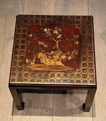 Lacquered Nesting Tables with Chinese Details, 1940s, Set of 3-BA-1700707