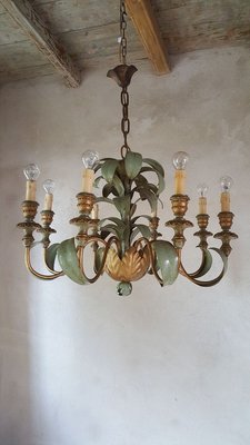 Lacquered Tin and Wood Chandelier, 1973-VYP-632286