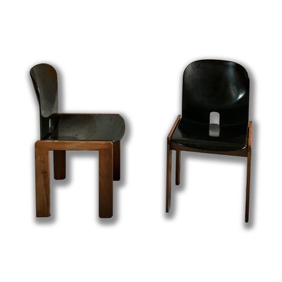 Lacquered Walnut Model 121 Dining Chairs by Tobia & Afra Scarpa for Cassina, 1967, Set of 4-RPH-602477