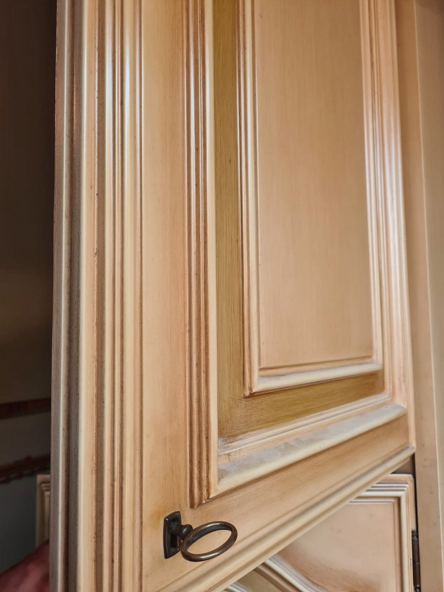 Lacquered Wardrobe with Hinged doors in Cream, 1900s