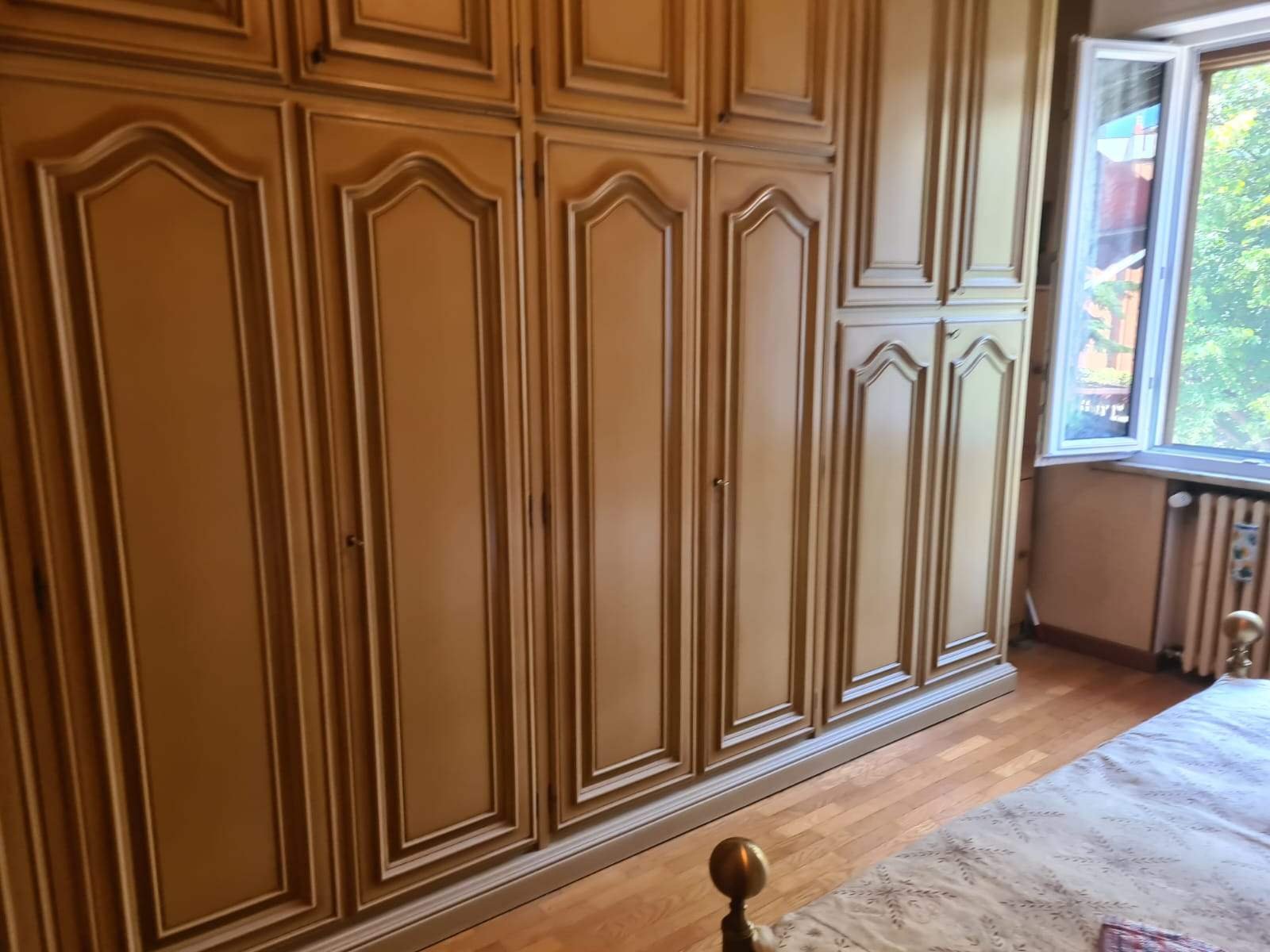 Lacquered Wardrobe with Hinged doors in Cream, 1900s