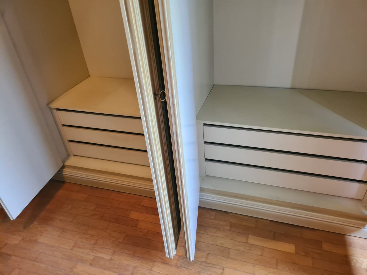 Lacquered Wardrobe with Hinged doors in Cream, 1900s