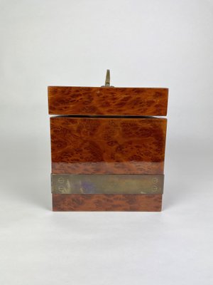 Lacquered Wood & Brass Ice Bucket by Tommaso Barbi, Italy, 1970s-LYQ-1171467