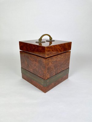 Lacquered Wood & Brass Ice Bucket by Tommaso Barbi, Italy, 1970s-LYQ-1171467