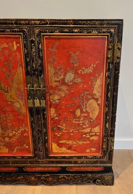 Lacquered Wood Cabinet with Chinese Decorations, 1940s-BA-1741919