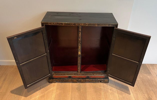 Lacquered Wood Cabinet with Chinese Decorations, 1940s-BA-1741919