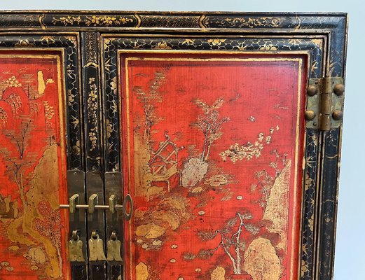 Lacquered Wood Cabinet with Chinese Decorations, 1940s-BA-1741919