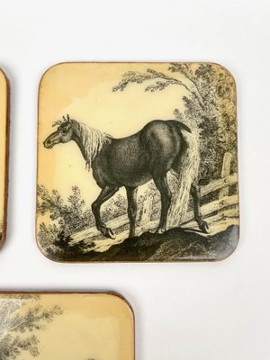 Lacquered Wood Horse Coasters, Italy, 1950s, Set of 6-LYQ-1171821