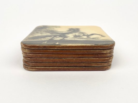 Lacquered Wood Horse Coasters, Italy, 1950s, Set of 6-LYQ-1171821