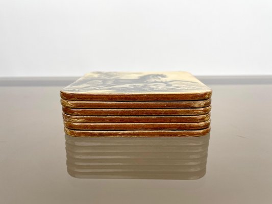 Lacquered Wood Horse Coasters, Italy, 1950s, Set of 6-LYQ-1171821