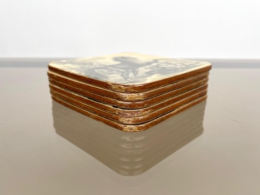 Lacquered Wood Horse Coasters, Italy, 1950s, Set of 6-LYQ-1171821