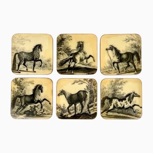 Lacquered Wood Horse Coasters, Italy, 1950s, Set of 6-LYQ-1171821