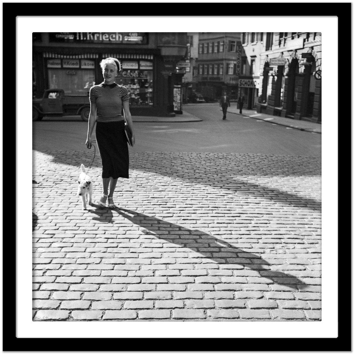 Lady Walking the Dog at Cafe Kriech, Stuttgart Germany, 1935