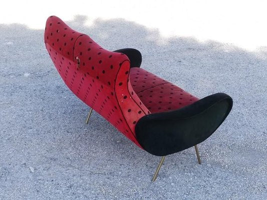 Ladybug Woven Velvet 2-Seater Sofa, 1950s-RAQ-858312