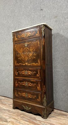 Ladys Secretary in Noble Wood Marquetry Depicting Floral Scrolls and Vase-MWB-2035892