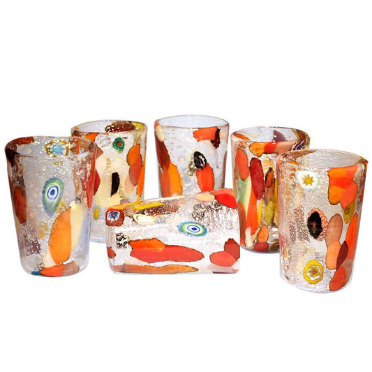 Laguna Coral Glasses in Murano Glass from Murano Glam, Set of 6