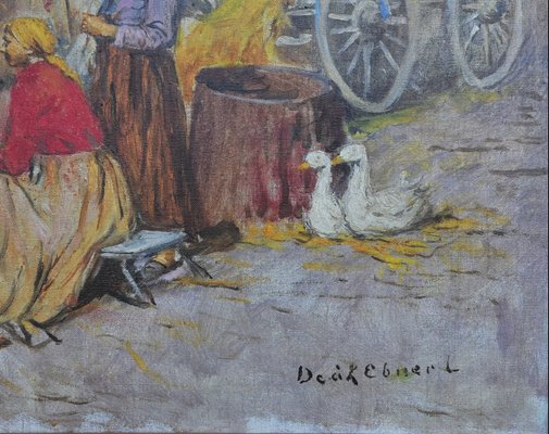 Lajos Deák-Ébner, Village Market, 1890s, Oil on Canvas-QOR-2022837